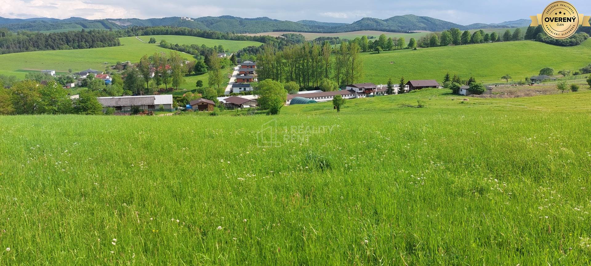 Sunny land in Brezany above the equestrian area